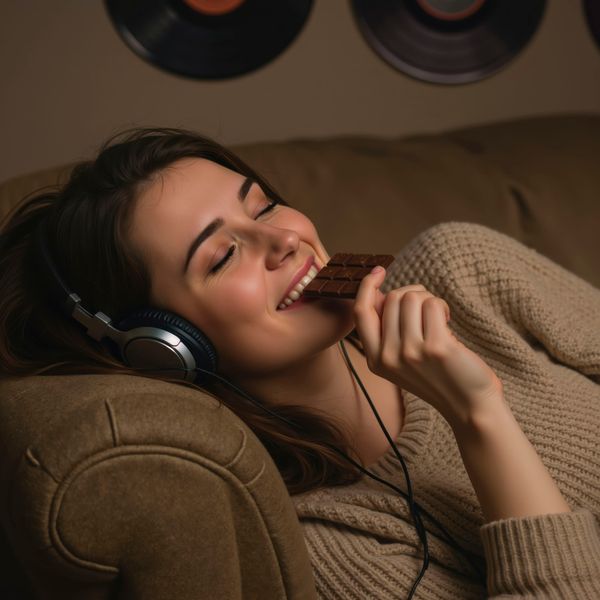 Woman eating chocolate