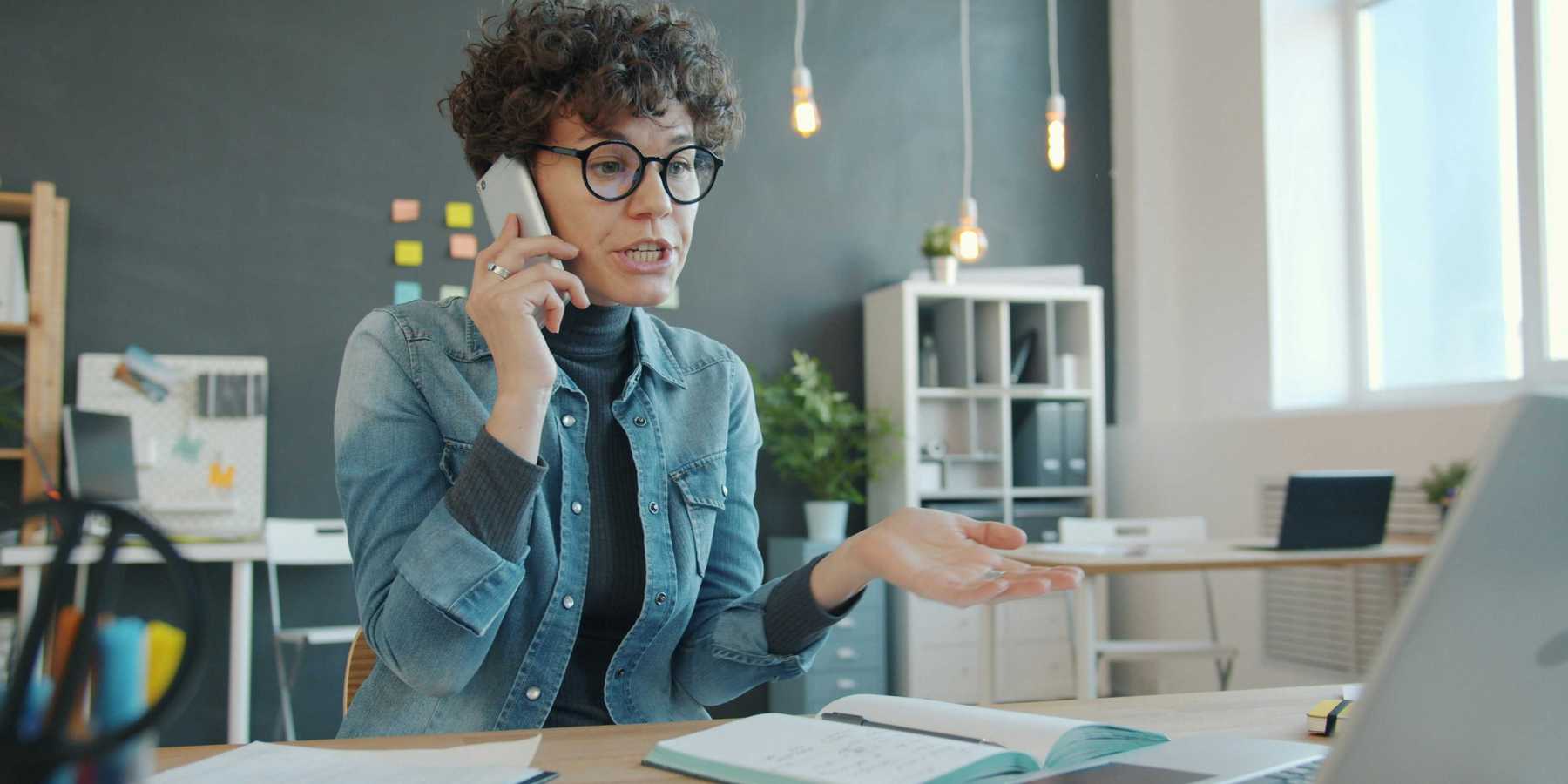 Woman underpromising to a business client