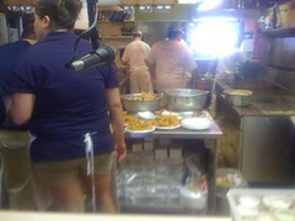 working in kitchen