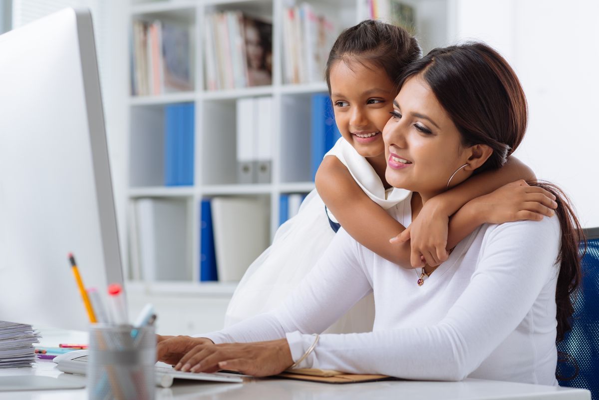 Working mother balancing her career and parenthood
