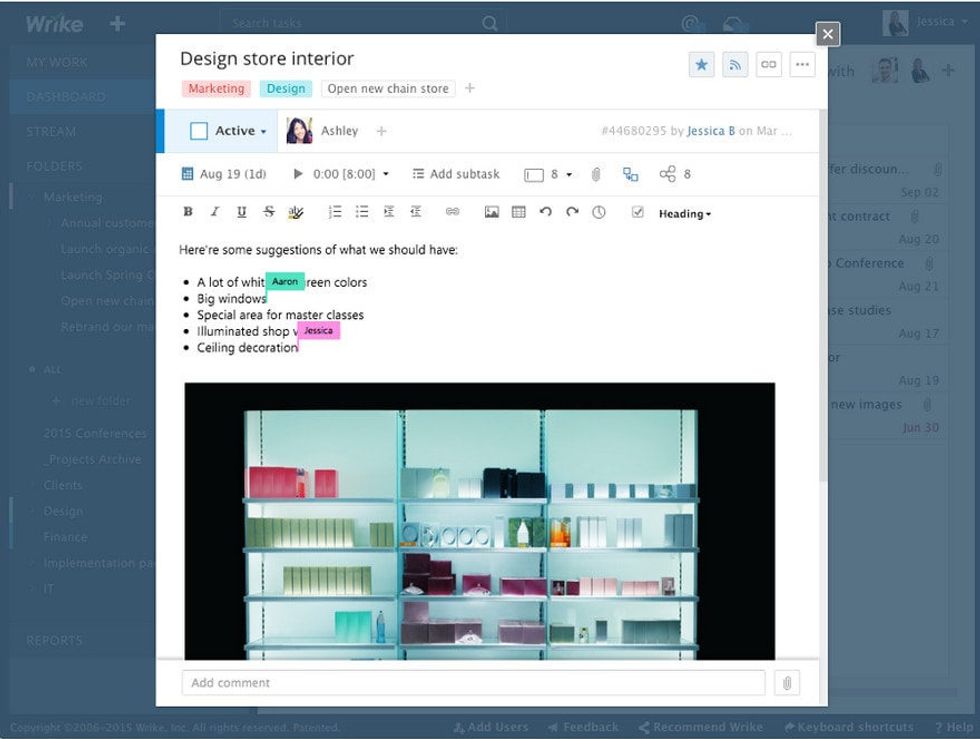 Wrike Project Management Solutions Task Screen Capture