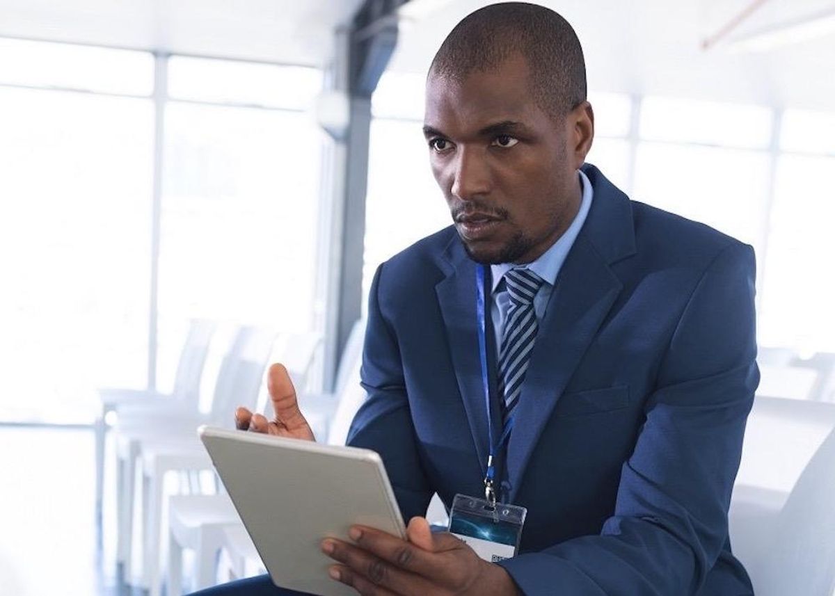 young businessman pitching investor